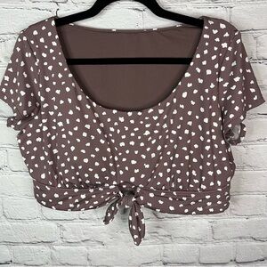 Time and Tru Women Elevated Dot Tie Front‎ Bikini Swim Top Size XL(16-18) Padded